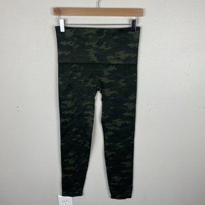 Spanx Womens XL Olive Camo Seamless Leggings High Rise Body Shaper Compression